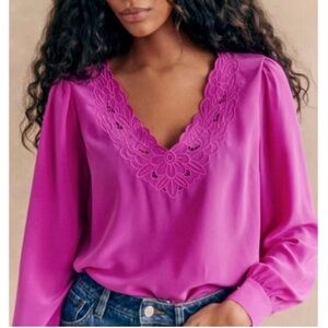 Sezane Juliette Blouse Fuchsia - Size 8